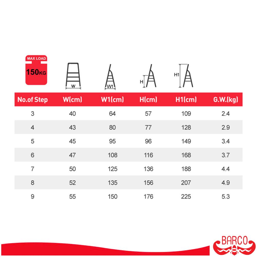 บันได STEP 6 ขั้น BARCO ALHL-006-ALU สีเงิน