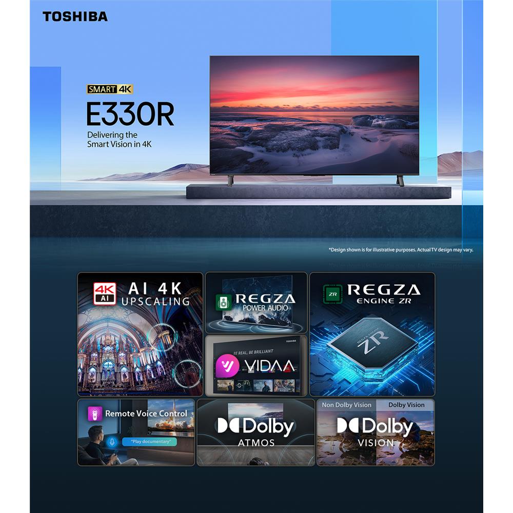 ทีวีคิวแอลอีดี 43 นิ้ว TOSHIBA (4K, QLED, VIDAA) 43E330RP