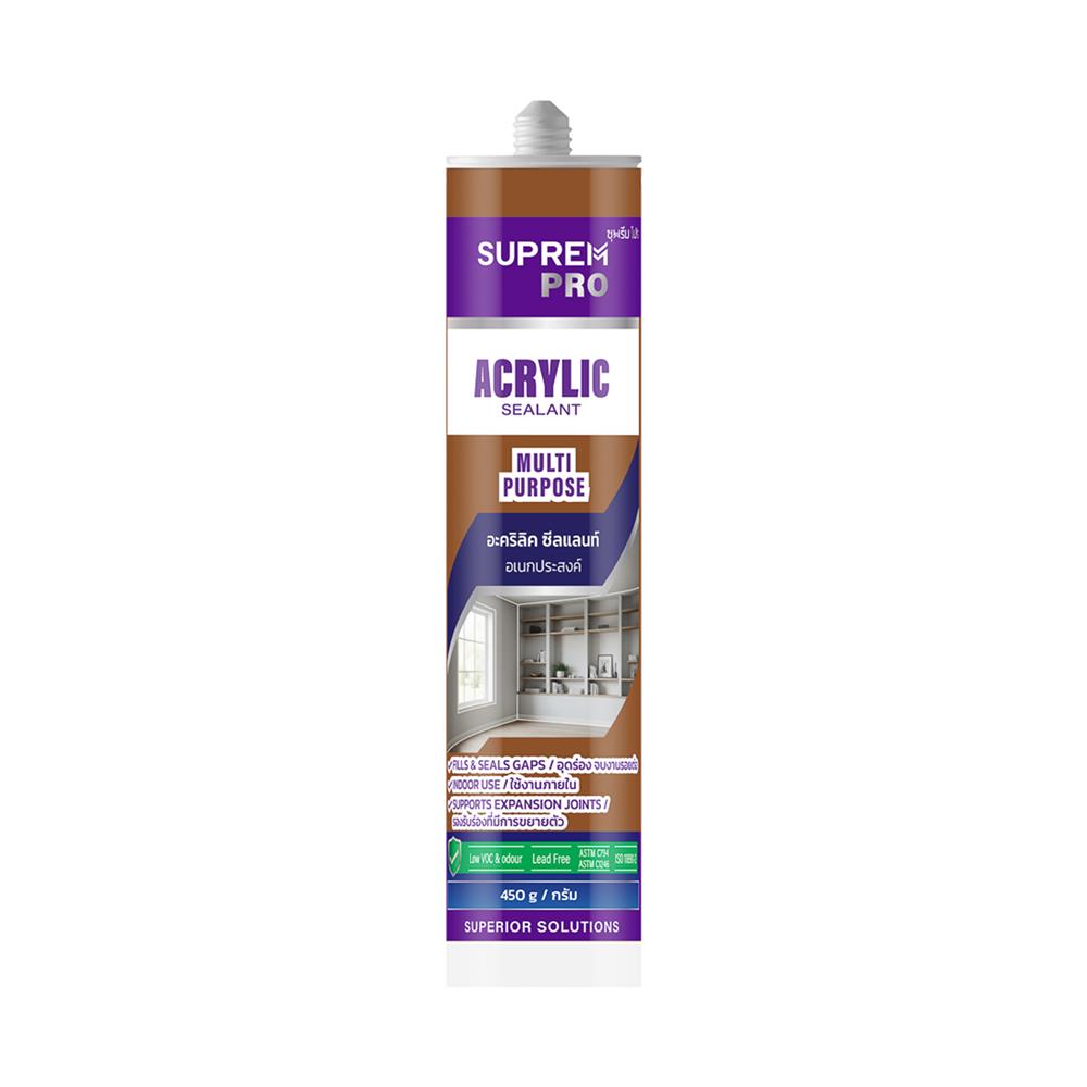 ยาแนวอะคริลิก SUPREMPRO MULTI PURPOSE 450 กรัม สีสัก