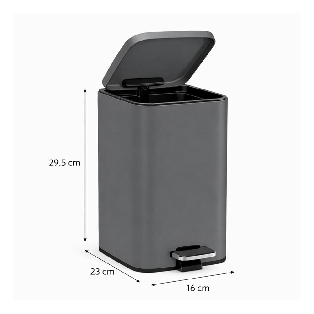 ถังขยะเหยียบเหลี่ยม HOMEPRO MINIMAL 5 ลิตร สีดำ