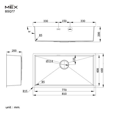ซิงค์ฝัง 1 หลุม MEX BSQ77 81 ซม. สีเงิน_3