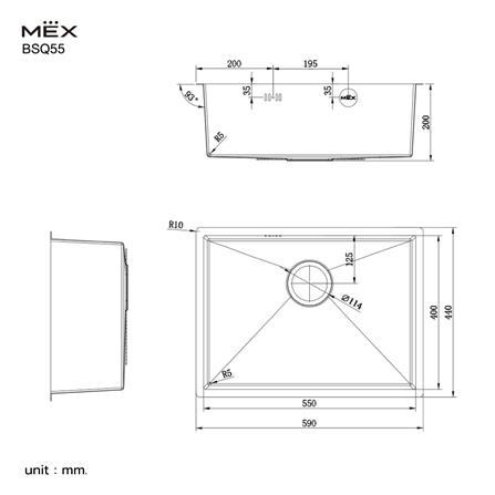 ซิงค์ฝัง 1 หลุม MEX BSQ55 59 ซม. สีเงิน_2