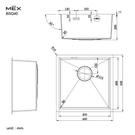 ซิงค์ฝัง 1 หลุม MEX BSQ40 44 ซม. สีเงิน_3