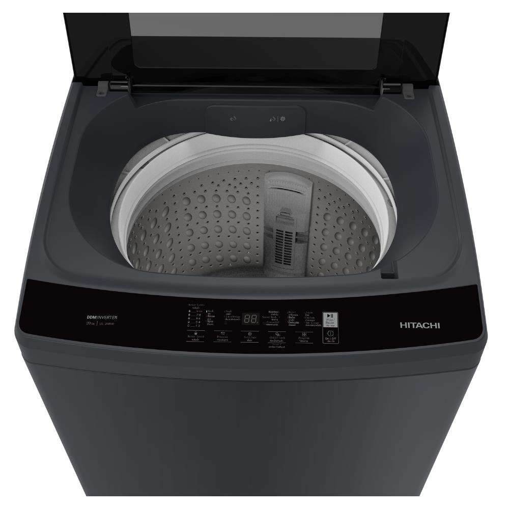 เครื่องซักผ้าฝาบน HITACHI LTL 20MV00 GG 20 กก. 650 RPM อินเวอร์เตอร์ สีเทา