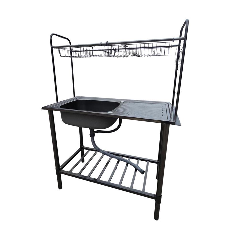 ซิงค์ขาตั้ง 1 หลุม 1 ที่พัก LINEA AK100 1B1D สีเทาดำ