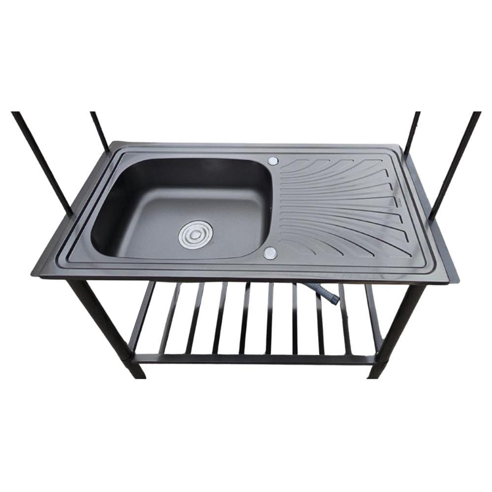 ซิงค์ขาตั้ง 1 หลุม 1 ที่พัก LINEA AK100 1B1D สีเทาดำ