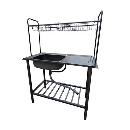 ซิงค์ขาตั้ง 1 หลุม 1 ที่พัก LINEA AK100 1B1D สีเทาดำ_0