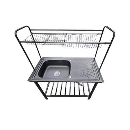 ซิงค์ขาตั้ง 1 หลุม 1 ที่พัก LINEA AK100 1B1D สีเทาดำ_1