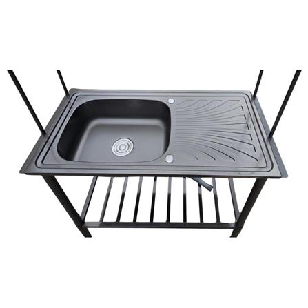 ซิงค์ขาตั้ง 1 หลุม 1 ที่พัก LINEA AK100 1B1D สีเทาดำ_2