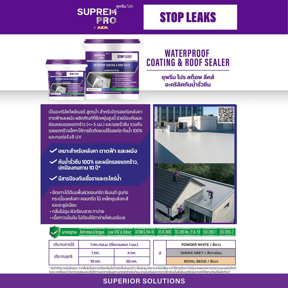 อะคริลิคกันซึม SUPREM PRO 1 กก. สีเทาอ่อน