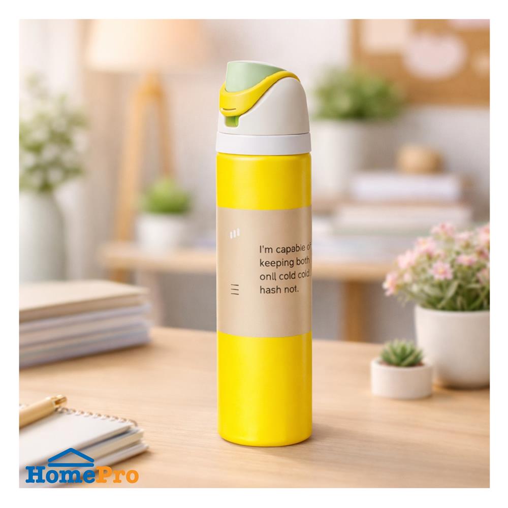 กระติกสุญญากาศ HOMEPRO PASTEL FLOW 0.56 ลิตร สีเหลือง