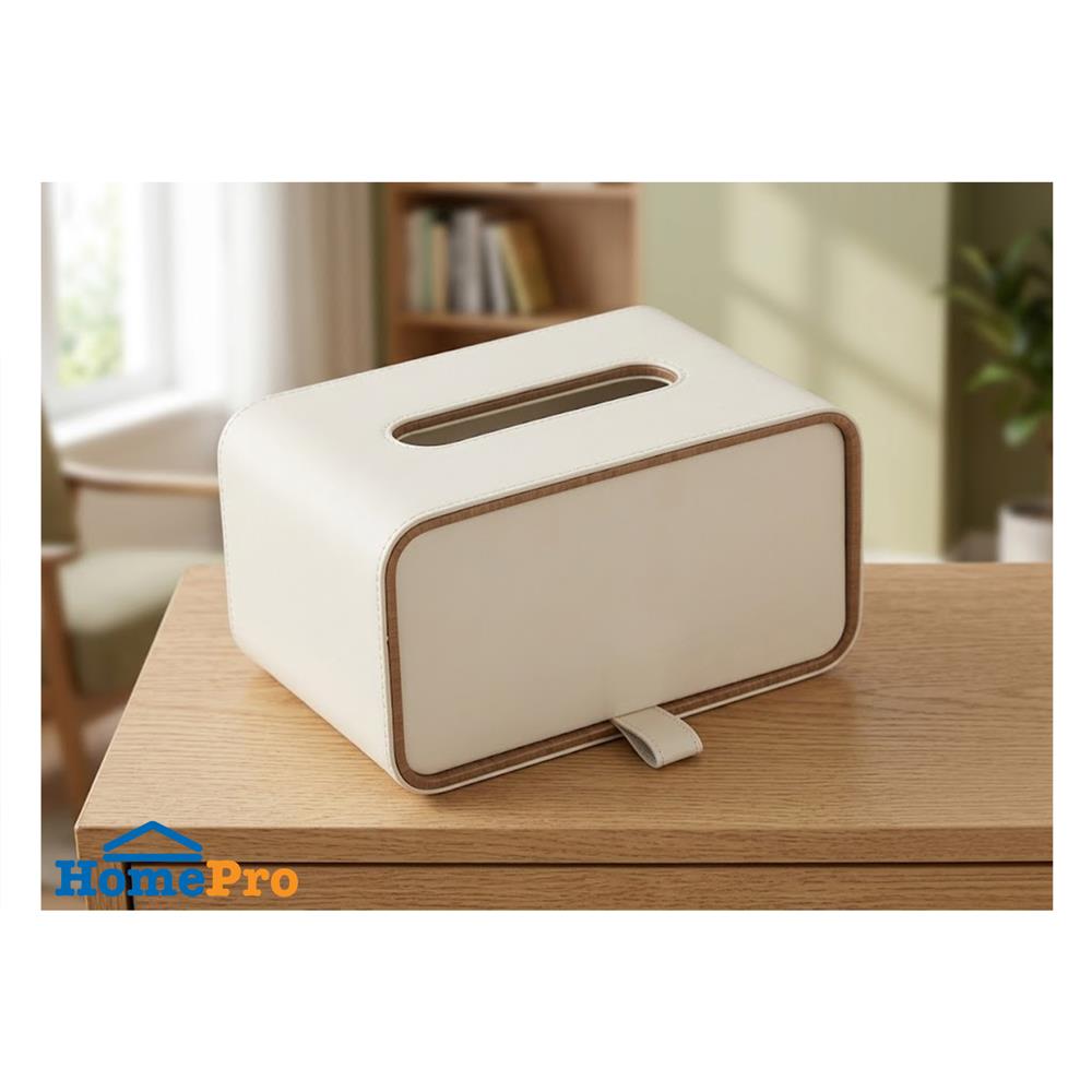 กล่องทิชชู่ PU HOMEPRO COZY SQUARE สีขาว
