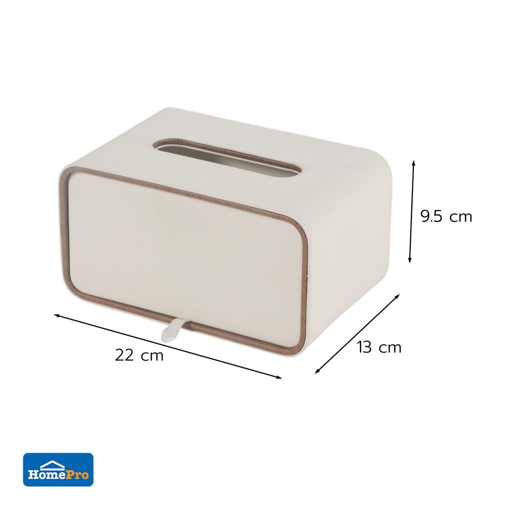 กล่องทิชชู่ PU HOMEPRO COZY SQUARE สีขาว