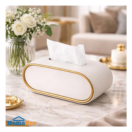 กล่องทิชชู่ PU HOMEPRO COZY OVAL สีขาว_1