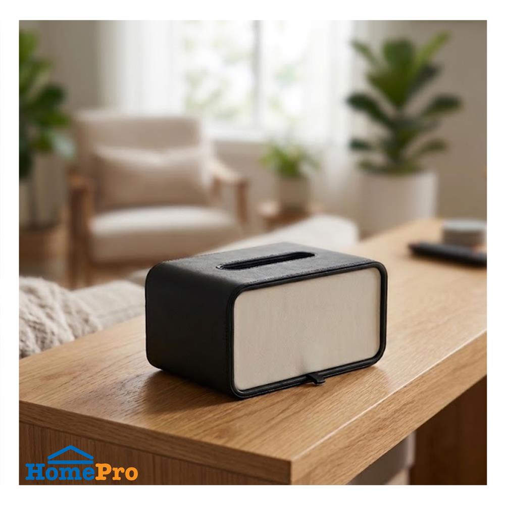 กล่องทิชชู่ PU HOMEPRO COZY SQUARE สีดำ