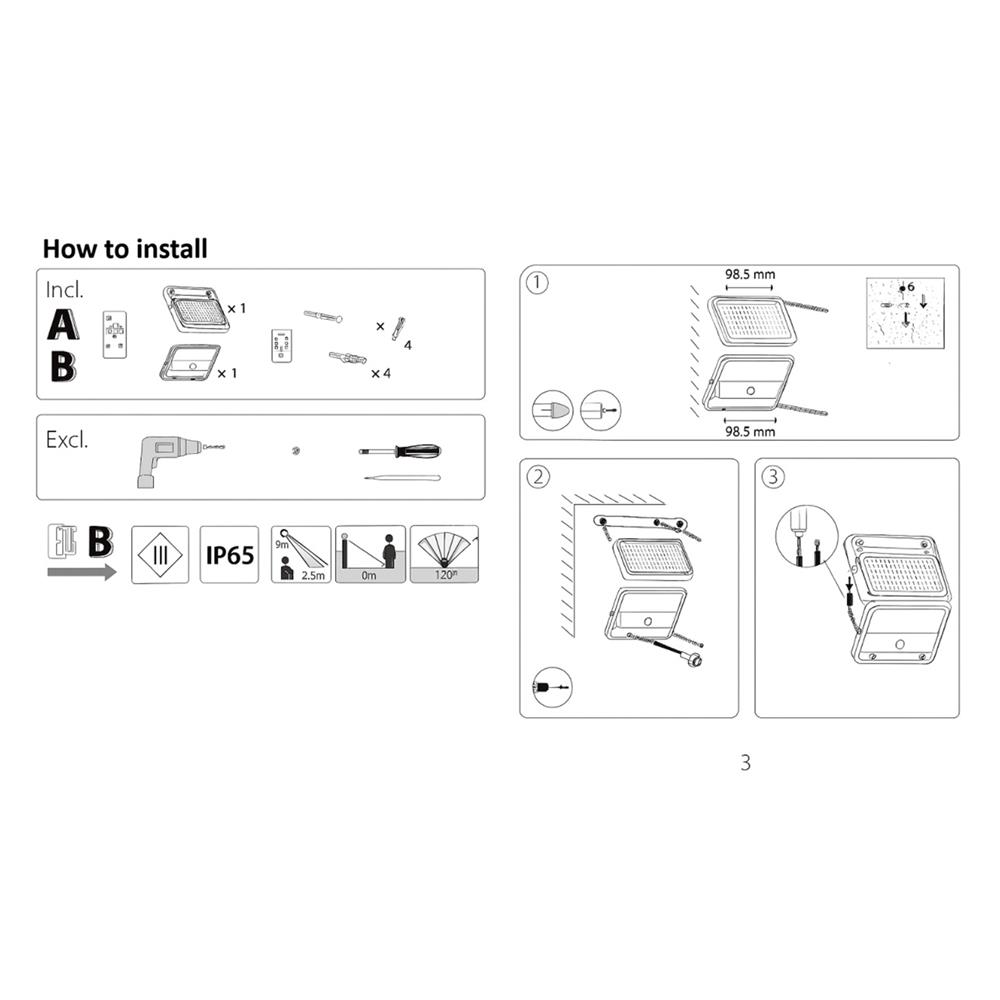 ไฟติดผนัง SOLAR PHILIPS MULYS 100 วัตต์ DAYLIGHT สีดำ