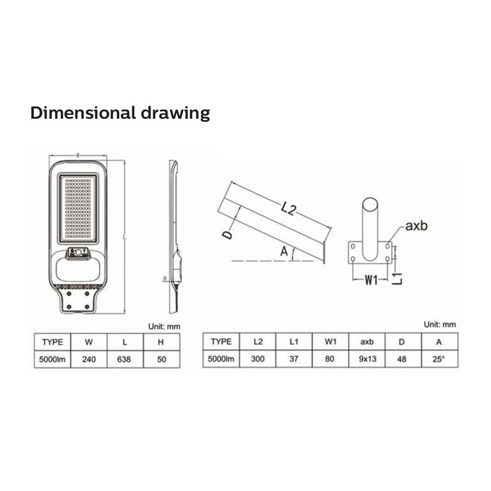 ไฟถนน SOLAR PHILIPS BRC010 500 วัตต์ DAYLIGHT สีเทา