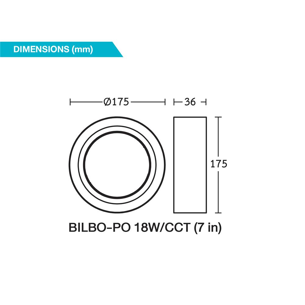 ดาวน์ไลท์ LED BEC BILBO-PO 7 นิ้ว 18 วัตต์ DAYLIGHT/COOL WHITE/WARM WHITE สีดำ