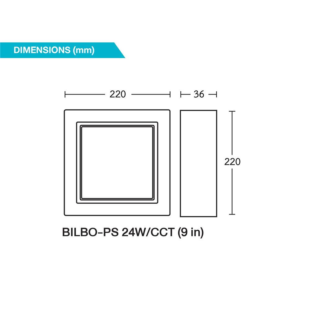 ดาวน์ไลท์ LED BEC BILBO-PS 9 นิ้ว 24 วัตต์ DAYLIGHT/COOL WHITE/WARM WHITE สีดำ