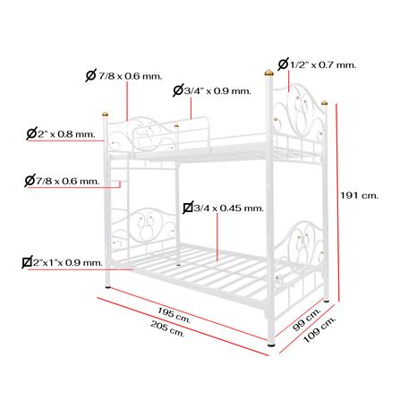 เตียง 2 ชั้น THAIBULL SSTLOT2F-0141 สีขาว_9