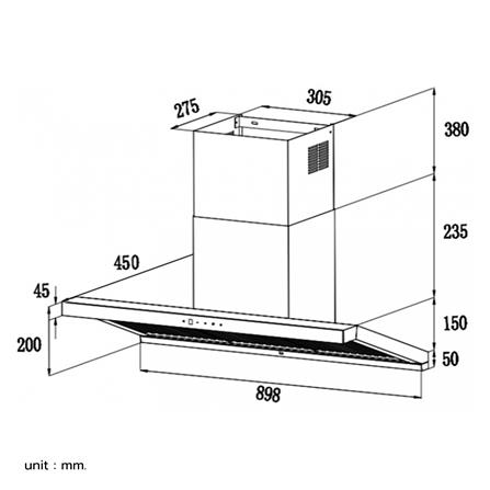 เครื่องดูดควันกระโจม MEX K635BFB90 90 ซม._7