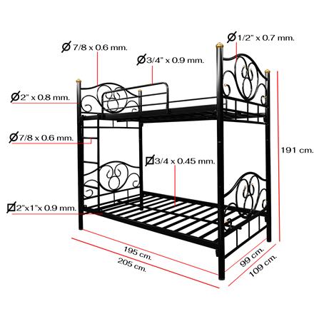 เตียง 2 ชั้น THAIBULL SSTLOT2F-0141 สีดำ_11