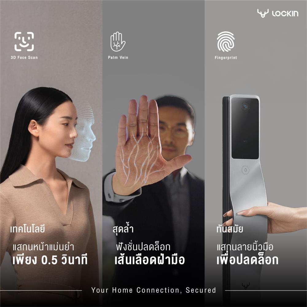 กลอนประตูดิจิตอล LOCKIN V5 Max สีดำ