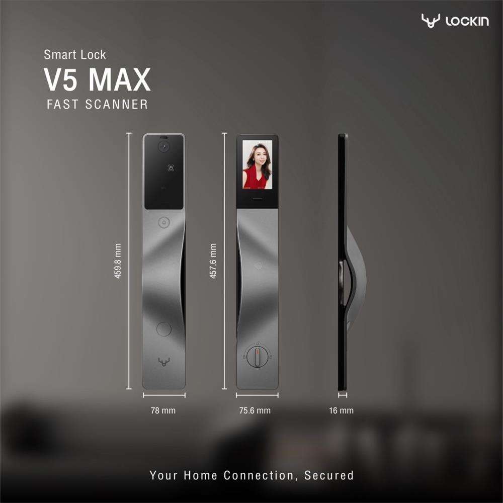 กลอนประตูดิจิตอล LOCKIN V5 Max สีดำ