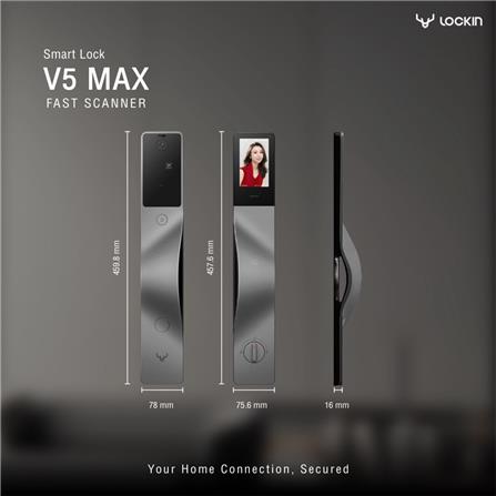 กลอนประตูดิจิตอล LOCKIN V5 Max สีดำ_5