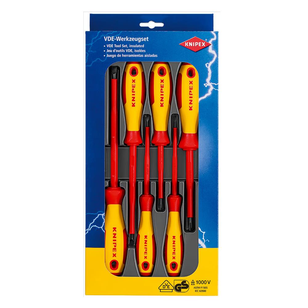 ชุดไขควงด้ามกันไฟฟ้า KNIPEX VDE 002012V01 (ชุด 6 ชิ้น)