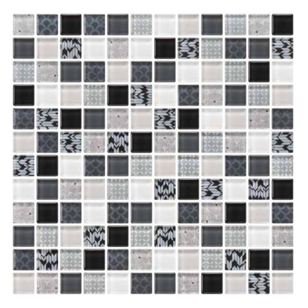 โมเสคแก้ว 30x30 ซม. GLASCERA คัลเลอร์ ป็อป สีขาว ดำ