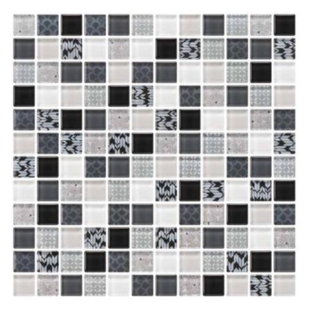 โมเสคแก้ว 30x30 ซม. GLASCERA คัลเลอร์ ป็อป สีขาว ดำ_0