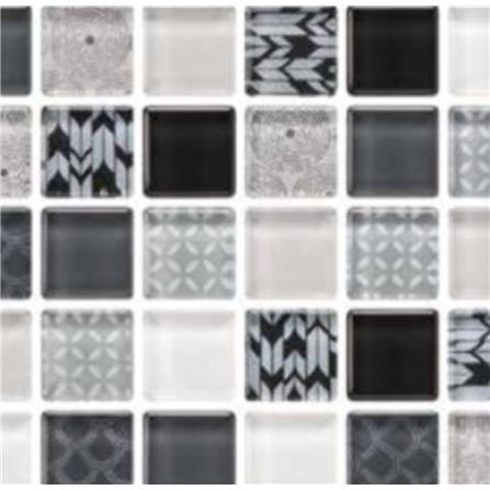 โมเสคแก้ว 30x30 ซม. GLASCERA คัลเลอร์ ป็อป สีขาว ดำ_1