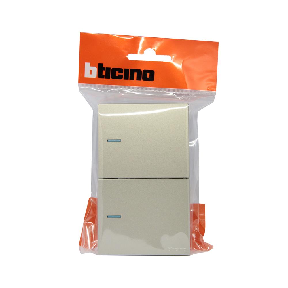 ชุดสวิตช์ 1ทาง 2ช่อง BTICINO NEXY SQT4001A2L สีบรอนซ์ทอง
