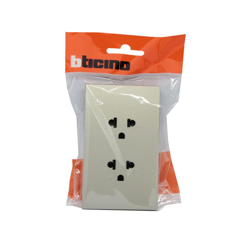 ชุดเต้ารับคู่ 3 ขา BTICINO NEXY SQT4185A สีบรอนซ์ทอง