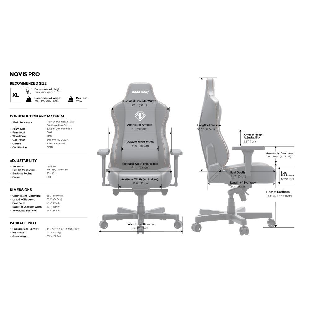 เก้าอี้เกมมิ่ง ANDA SEAT NOVIS PRO สีขาว