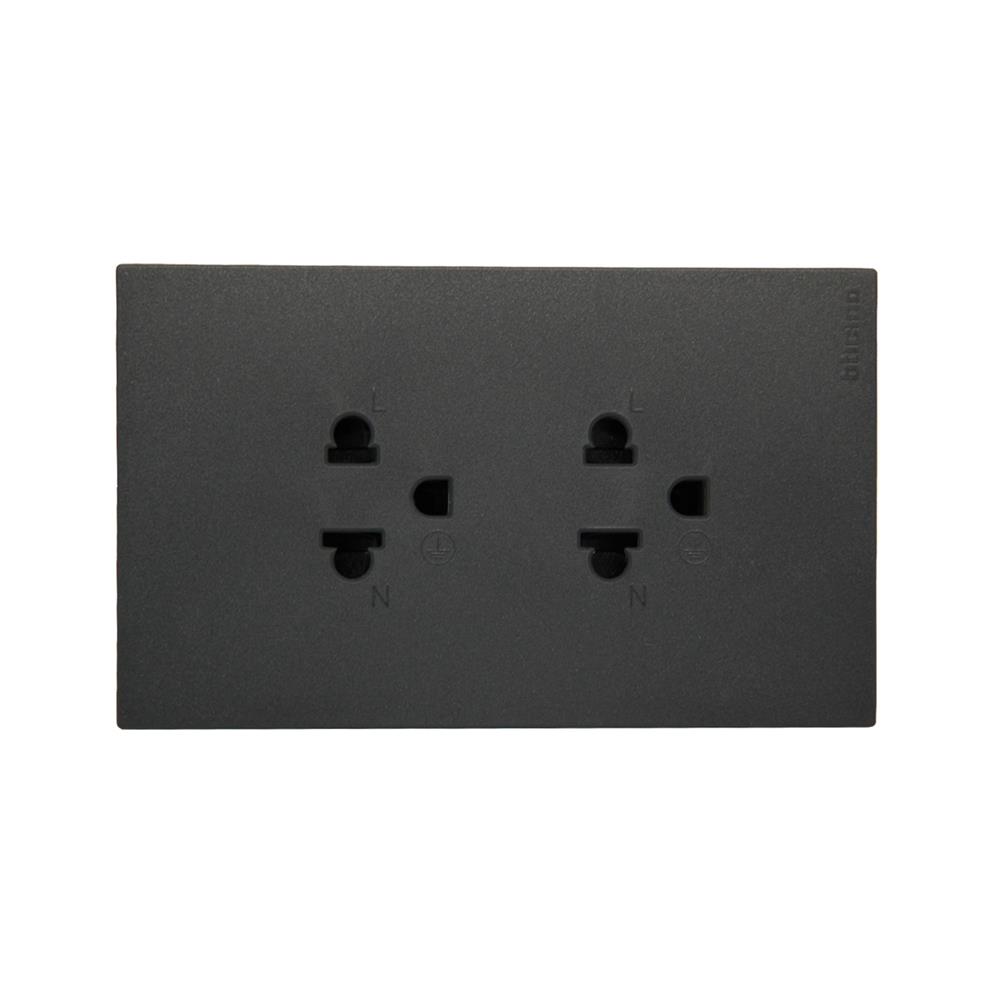 ชุดเต้ารับคู่ 3 ขา BTICINO NEXY SQG4185A สีดำ