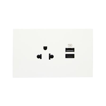 ชุดเต้ารับเดี่ยว 3 ขา พร้อม USB TYPE A + TYPE C BTICINO NEXY SQW4126AC สีขาว_0