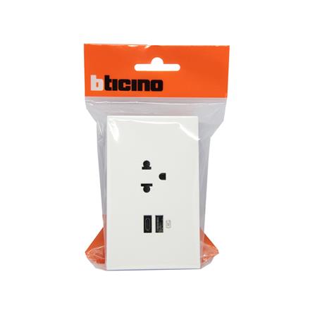 ชุดเต้ารับเดี่ยว 3 ขา พร้อม USB TYPE A + TYPE C BTICINO NEXY SQW4126AC สีขาว_3