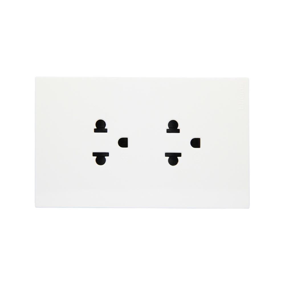 ชุดเต้ารับคู่ 3 ขา BTICINO NEXY SQW4185A สีขาว