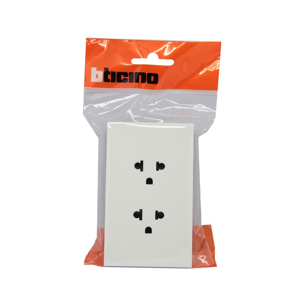 ชุดเต้ารับคู่ 3 ขา BTICINO NEXY SQW4185A สีขาว