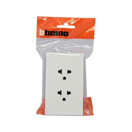 ชุดเต้ารับคู่ 3 ขา BTICINO NEXY SQW4185A สีขาว_3