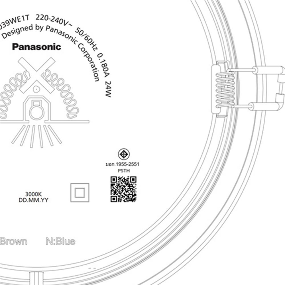 ดาวน์ไลท์ LED PANASONIC NNV76039WE1T 7 นิ้ว 24 วัตต์ WARM WHITE สีขาว