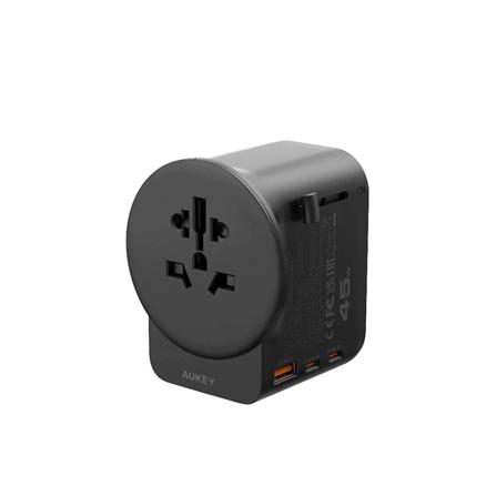ปลั๊กแปลง 4 IN 1 UNIVERSAL 1 USB A 2 TYPE C AUKEY PA-TA10A 45 วัตต์ สีดำ_0