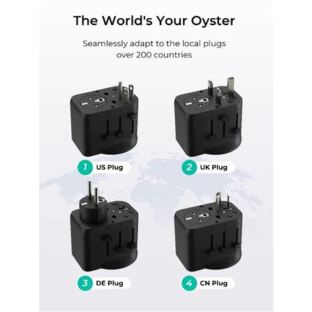 ปลั๊กแปลง 4 IN 1 UNIVERSAL 1 USB A 2 TYPE C AUKEY PA-TA10A 45 วัตต์ สีดำ_3