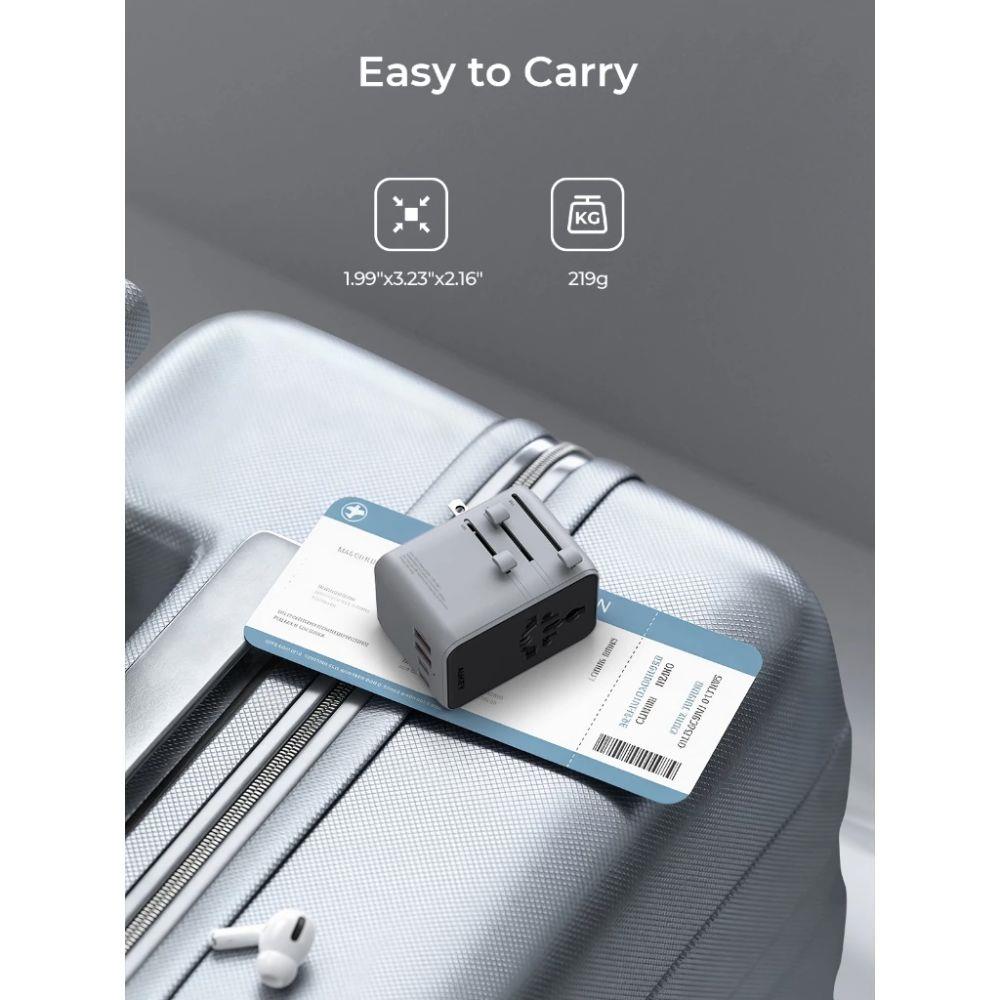 ปลั๊กแปลง 4 IN 1 UNIVERSAL 2 USB A 2 TYPE C AUKEY PA-TA13 45 วัตต์ สีเทา