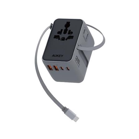 ปลั๊กแปลง 4 IN 1 UNIVERSAL 2 USB A 2 TYPE C AUKEY PA-TA12 35 วัตต์ สีเทา_0