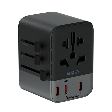ปลั๊กแปลง 4 IN 1 UNIVERSAL 3 TYPE C AUKEY PA-TA07A 35 วัตต์ สีเทา_0