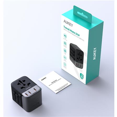 ปลั๊กแปลง 4 IN 1 UNIVERSAL 3 TYPE C AUKEY PA-TA07A 35 วัตต์ สีเทา_1