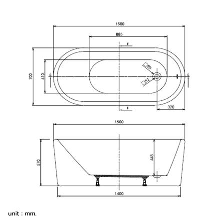 อ่างอาบน้ำ COTTO BT1236EP สีขาว 150 ซม._2
